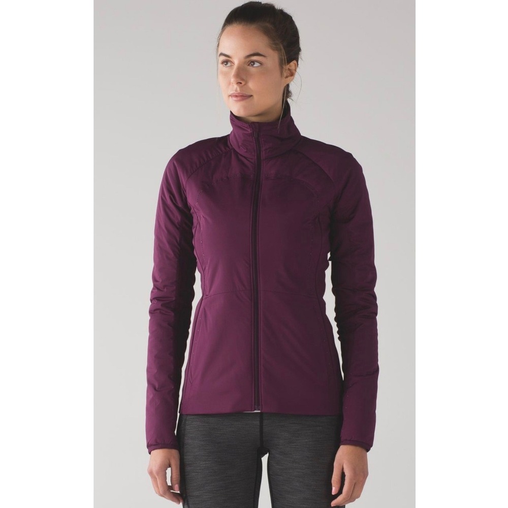 Lululemon Fluff Off Jacket Womens 8 Purple Full Zip Insulated Running Layer P68